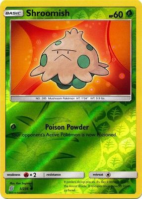 Shroomish - 5/236 - Common Reverse Holo Sun &amp; Moon: Unified Minds Reverse Holo Singles