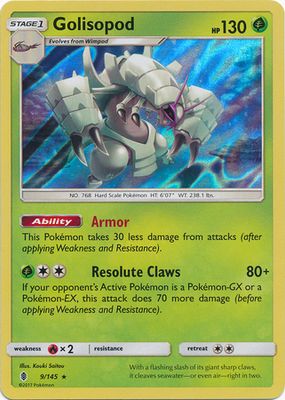 Golisopod - 9/145 - Holo Rare Sun &amp; Moon: Guardians Rising Singles