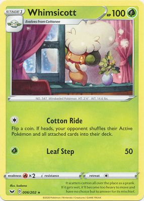Whimsicott - 006/202 - Rare Sword &amp; Shield (Base Set) Singles (Español)
