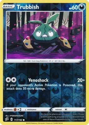 Trubbish - 117/192 - Common Reverse Holo Sword &amp; Shield: Rebel Clash Reverse Holo Singles (Español)