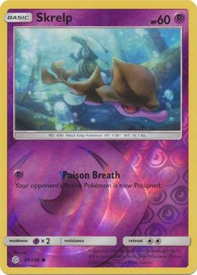 Skrelp - 91/236 - Common Reverse Holo Sun &amp; Moon: Cosmic Eclipse Reverse Holo Singles (Español)