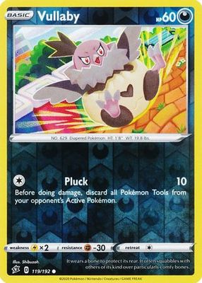 Vullaby - 119/192 - Common Reverse Holo Sword &amp; Shield: Rebel Clash Reverse Holo Singles