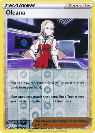 Oleana - 163/192 - Uncommon Reverse Holo Sword &amp; Shield: Rebel Clash Reverse Holo Singles (Español)