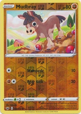 Mudbray - 105/202 - Common Reverse Holo Sword &amp; Shield (Base Set) Reverse Holo Singles