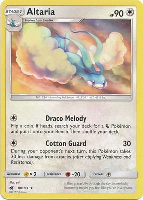 Altaria - 80/111 - Rare Sun &amp; Moon: Crimson Invasion Singles