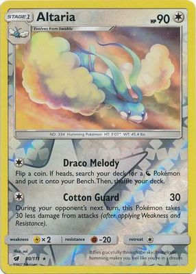 Altaria - 80/111 - Rare Reverse Holo Sun &amp; Moon: Crimson Invasion Reverse Holo Singles (Español)