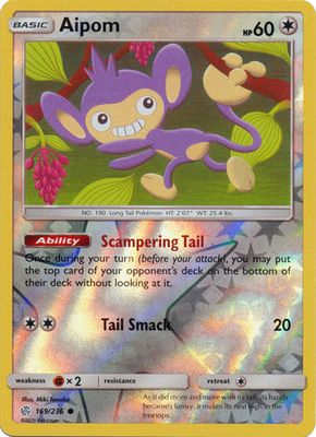 Aipom - 169/236 - Common Reverse Holo Sun &amp; Moon: Cosmic Eclipse Reverse Holo Singles (Español)