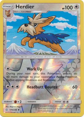 Herdier - 175/236 - Uncommon Reverse Holo Sun &amp; Moon: Cosmic Eclipse Reverse Holo Singles (Español)