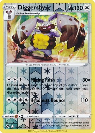 Diggersby - 147/192 - Rare Reverse Holo Sword &amp; Shield: Rebel Clash Reverse Holo Singles (Español)