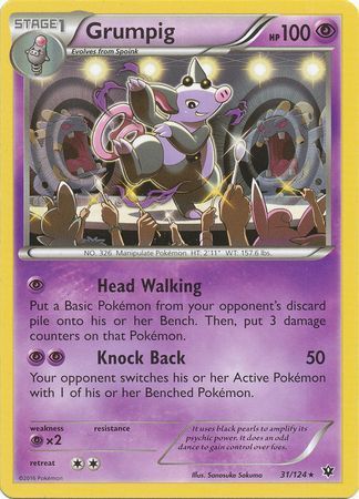 Grumpig - 31/124 - Rare XY: Fates Collide Singles