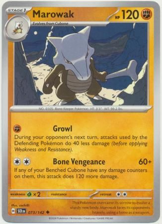 Marowak - 073/142 - Uncommon Scarlet &amp; Violet: Stellar Crown Singles (Español)