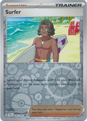 Surfer - 187/191 - Uncommon Reverse Holo Scarlet &amp; Violet: Surging Sparks Reverse Singles