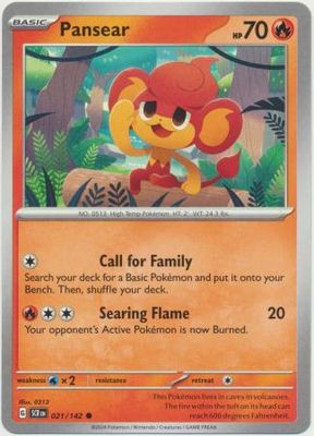 Pansear - 021/142 - Common Scarlet &amp; Violet: Stellar Crown Singles