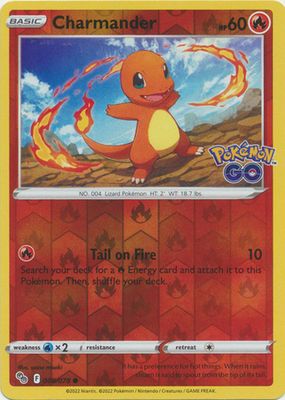 Charmander - 008/078 - Common Reverse Holo Pokemon Go Reverse Holo Singles (Español)