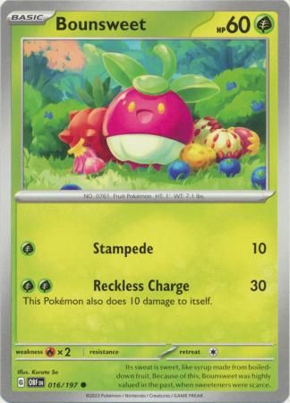 Bounsweet - 016/197 - Common Scarlet &amp; Violet: Obsidian Flames Singles