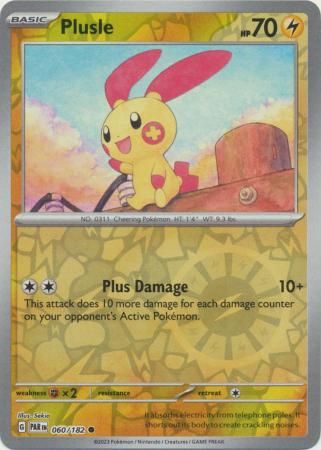 Plusle - 060/182 - Common Reverse Holo Scarlet &amp; Violet: Paradox Rift Reverse Holo Singles
