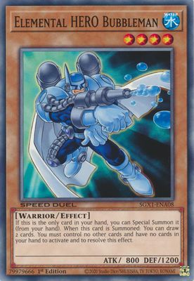 Elemental HERO Bubbleman - SGX1-ENA08 - Common 1st Edition Speed Duel GX Duel Academy Box Singles