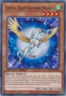 Crystal Beast Sapphire Pegasus - SGX1-ENF08 - Common 1st Edition Speed Duel GX Duel Academy Box Singles
