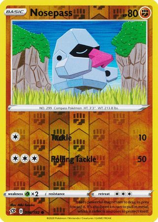 Nosepass - 096/192 - Common Reverse Holo Sword &amp; Shield: Rebel Clash Reverse Holo Singles (Español)