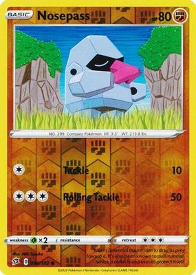 Nosepass - 096/192 - Common Reverse Holo Sword &amp; Shield: Rebel Clash Reverse Holo Singles (Español)