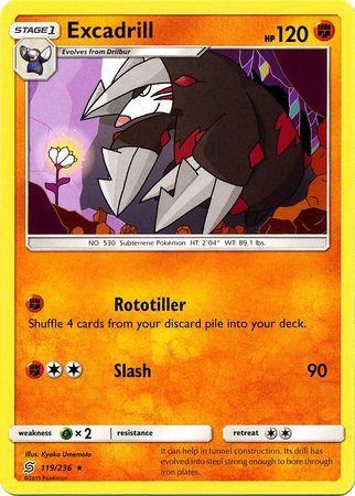 Excadrill - 119/236 - Rare Sun &amp; Moon: Unified Minds Singles