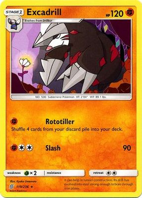 Excadrill - 119/236 - Rare Sun &amp; Moon: Unified Minds Singles