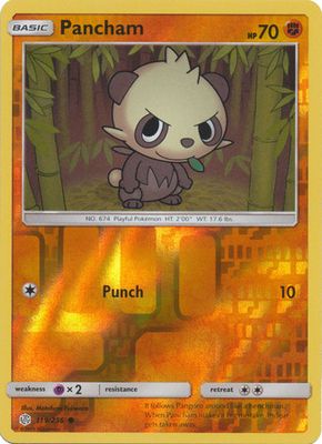 Pancham - 119/236 - Common Reverse Holo Sun &amp; Moon: Cosmic Eclipse Reverse Holo Singles (Español)