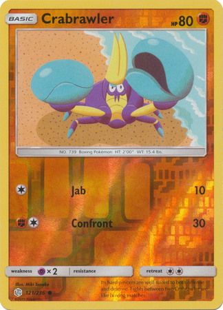 Crabrawler - 121/236 - Common Reverse Holo Sun &amp; Moon: Cosmic Eclipse Reverse Holo Singles