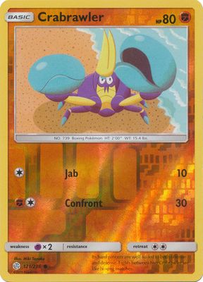 Crabrawler - 121/236 - Common Reverse Holo Sun &amp; Moon: Cosmic Eclipse Reverse Holo Singles