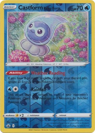 Castform Rainy Form - 033/198 - Common Reverse Holo Sword &amp; Shield: Chilling Reign