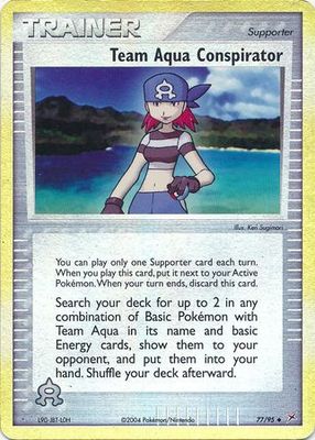 Team Aqua Conspirator - 77/95 - Uncommon Reverse Holo Ex Team Magma vs. Team Aqua Reverse Holo Singles