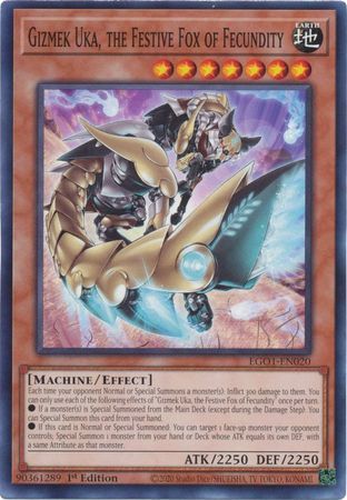 Gizmek Uka, the Festive Fox of Fecundity - EGO1-EN020 - Common 1st Edition Egyptian God Deck: Obelisk the Tormentor 1st Edition Singles