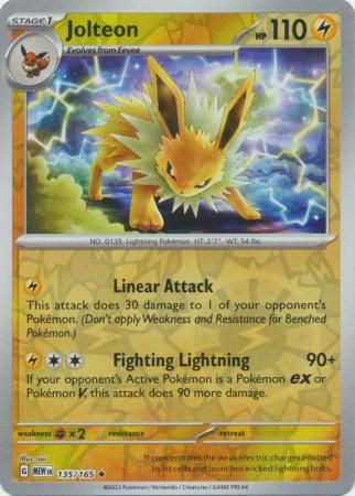 Jolteon - 135/165 - Holo Rare Reverse Holo Scarlet &amp; Violet 151 Reverse Holo Singles