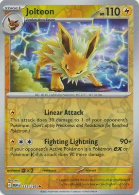 Jolteon - 135/165 - Holo Rare Reverse Holo Scarlet &amp; Violet 151 Reverse Holo Singles