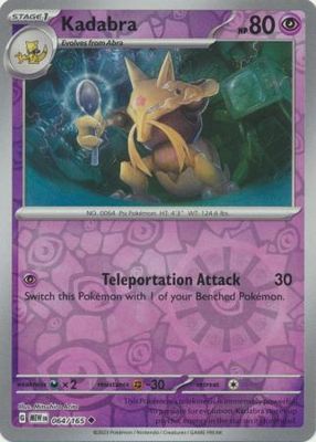 Kadabra - 064/165 - Uncommon Reverse Holo Scarlet &amp; Violet 151 Reverse Holo Singles