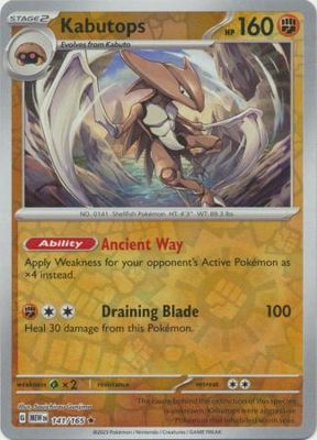Kabutops - 141/165 - Holo Rare Reverse Holo Scarlet &amp; Violet 151 Reverse Holo Singles(Español)