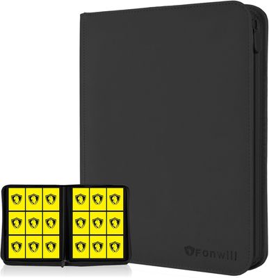 SH Binder para 360 Cartas de Zipper Color Negro Hojas Negras Folder Cartas