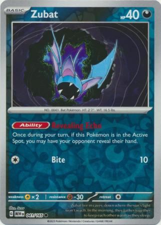 Zubat - 041/165 - Common Reverse Holo Scarlet &amp; Violet 151 Reverse Holo Single (Español)