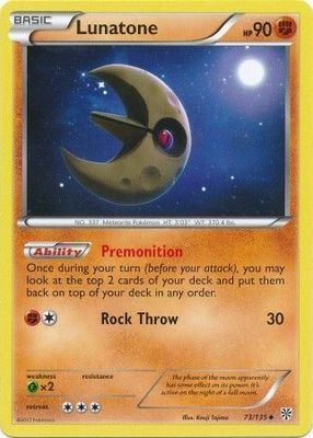 Lunatone - 73/135 - Uncommon Black &amp; White 8: Plasma Storm Singles