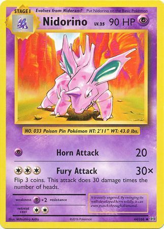 Nidorino - 44/108 - Uncommon XY: Evolutions Singles