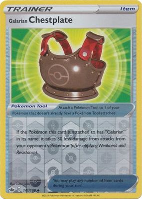 Galarian Chestplate - 141/198 - Uncommon Reverse Holo Sword &amp; Shield: Chilling Reign Reverse Holo Singles