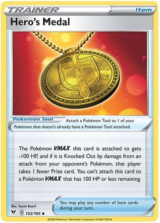 Hero&#39;s Medal - 152/185 - Uncommon Sword &amp; Shield: Vivid Voltage Singles
