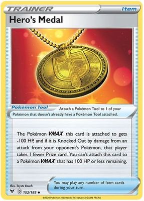 Hero&#39;s Medal - 152/185 - Uncommon Sword &amp; Shield: Vivid Voltage Singles