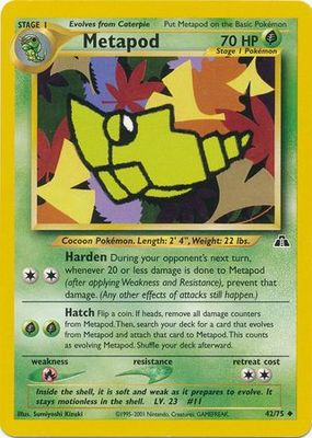Metapod - 42/75 - Uncommon Unlimited Neo Discovery Unlimited Singles