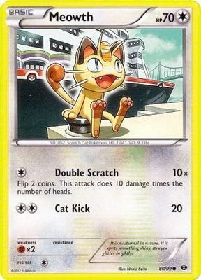 Meowth - 80/99 - Common Black &amp; White 4: Next Destinies Singles