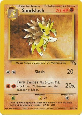 Sandslash - 41/62 - Uncommon Unlimited Fossil Unlimited Singles