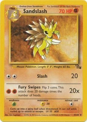 Sandslash - 41/62 - Uncommon Unlimited Fossil Unlimited Singles