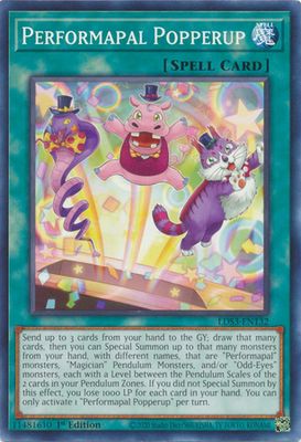 Performapal Popperup - LDS3-EN132 - Common 1st Edition Legendary Duelists: Season 3 [LDS3] 1st Edition Singles (espanol)
