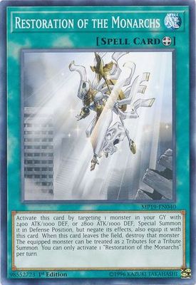 Restoration of the Monarchs - MP19-EN040 - Common 1st Edition Yu-Gi-Oh! 2019 Mega-Tins: Gold Sarcophagus Tin Mega Pack Singles