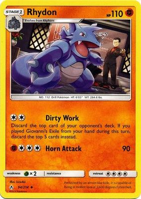 Rhydon - 94/214 - Uncommon Sun &amp; Moon: Unbroken Bonds Singles